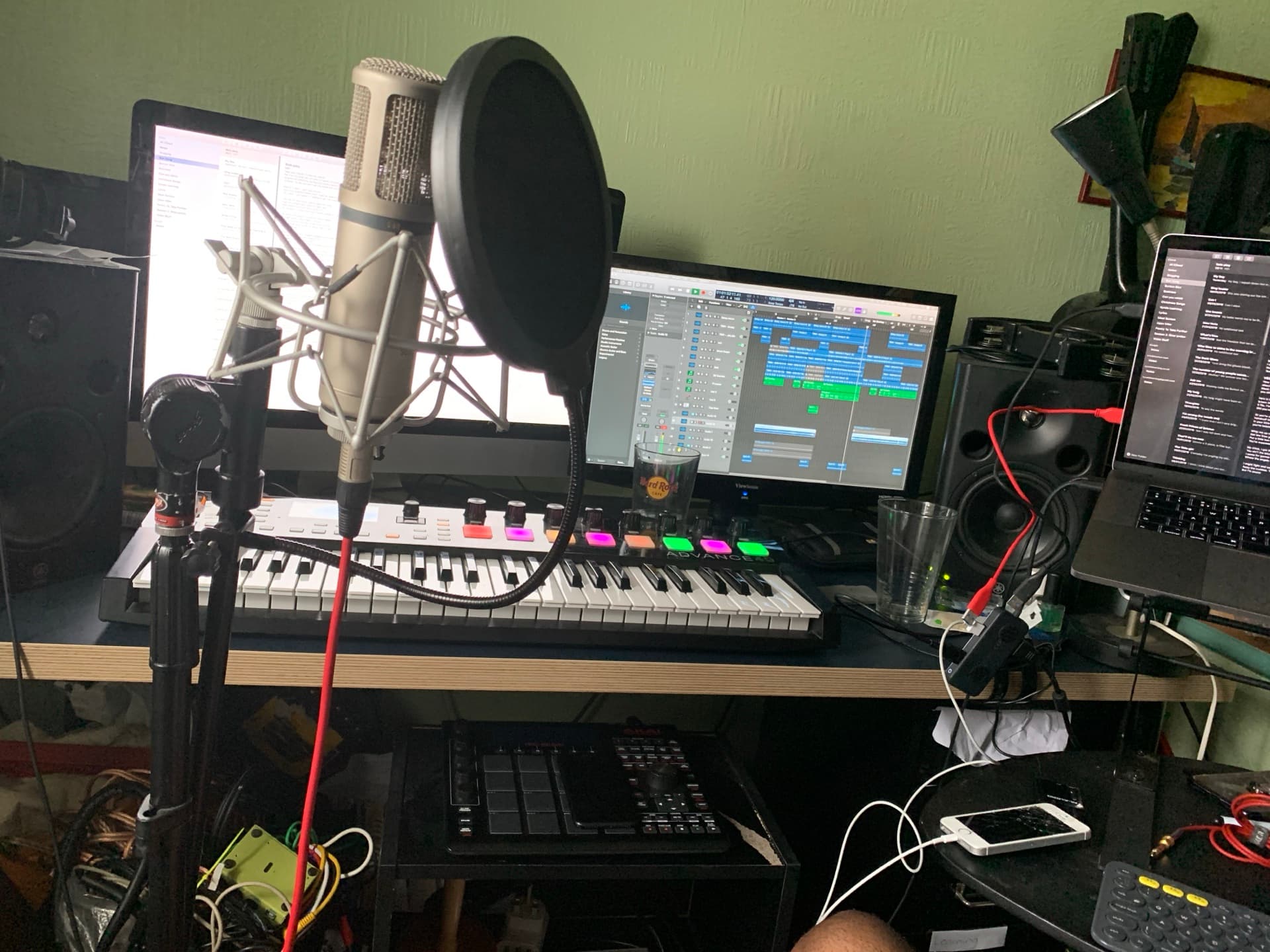 Home studio with Logic Pro open — Kynda Learning production course